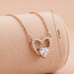 92.5 Silver Rose Gold Pave Open Heart Stone Chain with pendant Ivanah Silver