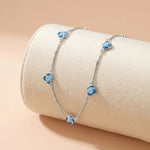 92.5 Rose Gold Blue Floral Station Charms Chain Ivanah Silver