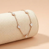 92.5 Silver Rose Gold Plated Clover Charm Chain Ivanah Silver