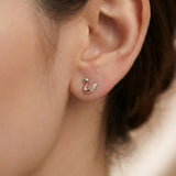 92.5 Silver Rose Gold Swan Stud with Blue Gemstone Ivanah Silver