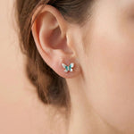 92.5 Rose Gold Silver Teal & White Enamel Butterfly Stud Ivanah Silver
