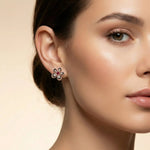 9.25 Rose Gold Silver Crystal Flower Stud Ivanah Silver