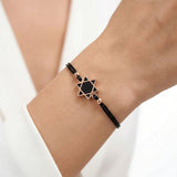 92.5 Silver Rose Gold Black Star Cord Bracelet Ivanah Silver