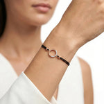 92.5 Silver Rose Gold Black Cord Karma Circle Bracelet Ivanah Silver