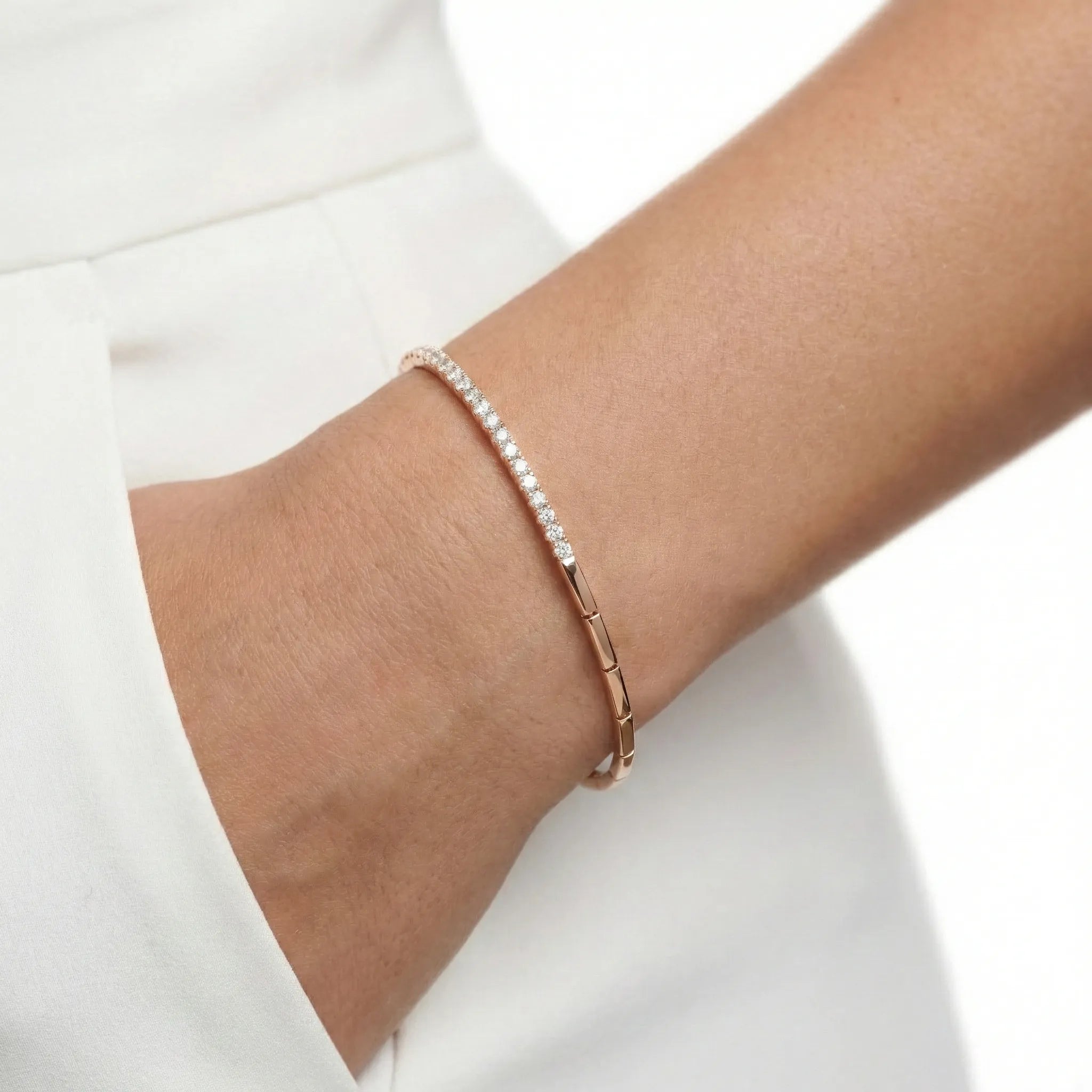 92.5 Silver Rose Gold  Half-and-Half Tennis Bracelet Ivanah Silver