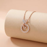 92.5 Rose Gold Double Butterfly Circle Chain with Pendant Ivanah Silver