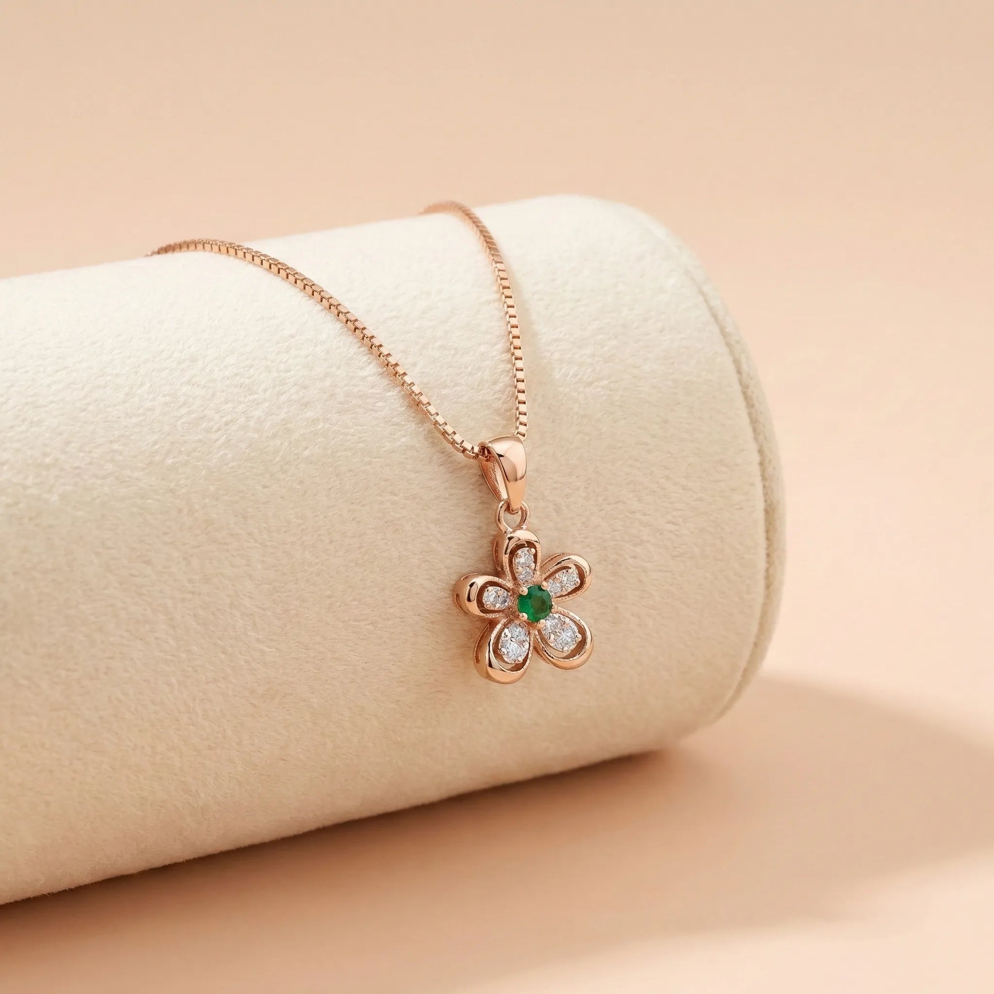 92.5 Rose Gold Dainty Flower Pendant with Chain Ivanah Silver