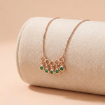92.5 Silver Rose Gold Interlocking Emerald-Green Droplet Ivanah Silver