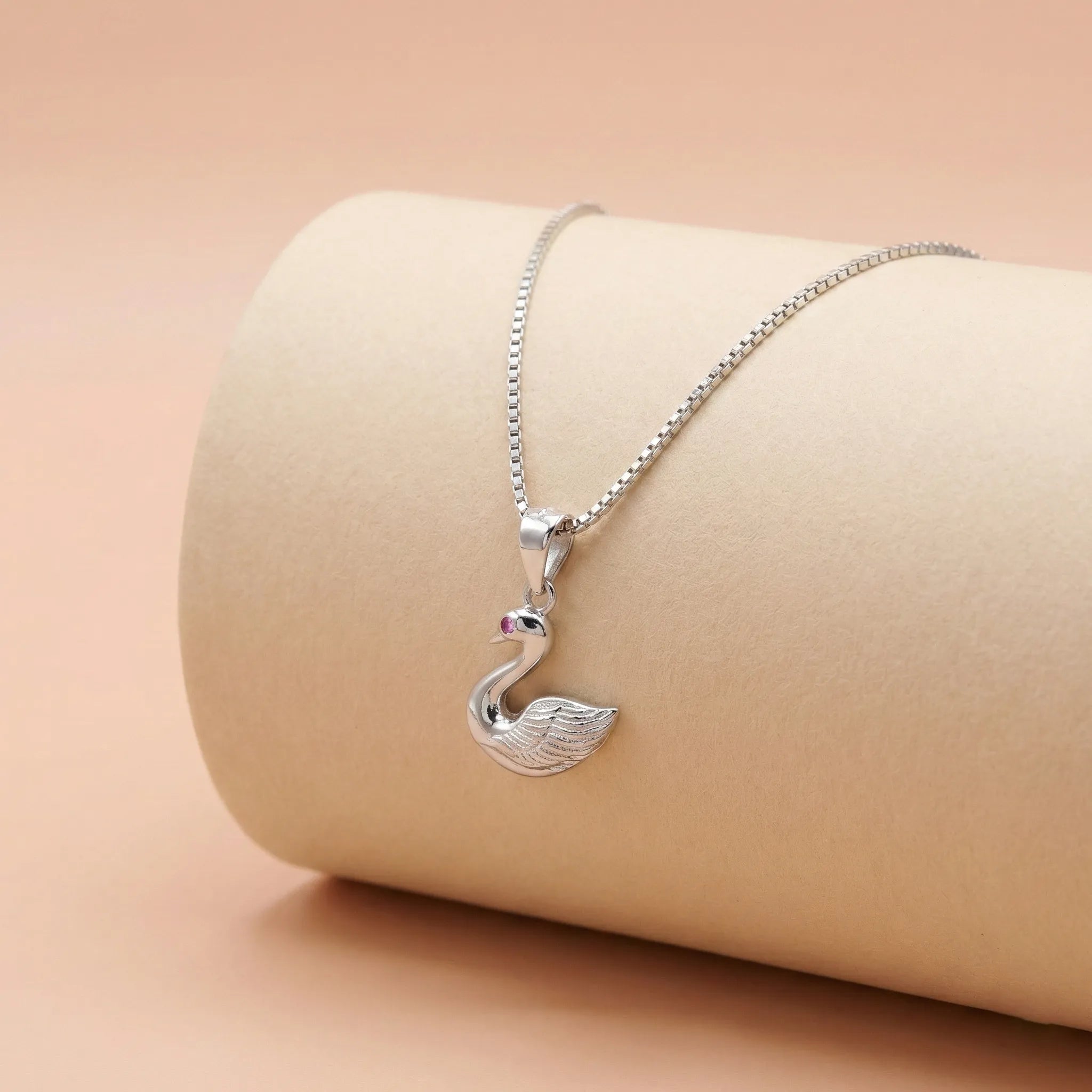 92.5 Silver Rose Gold Graceful Swan Pendant with Chain Ivanah Silver
