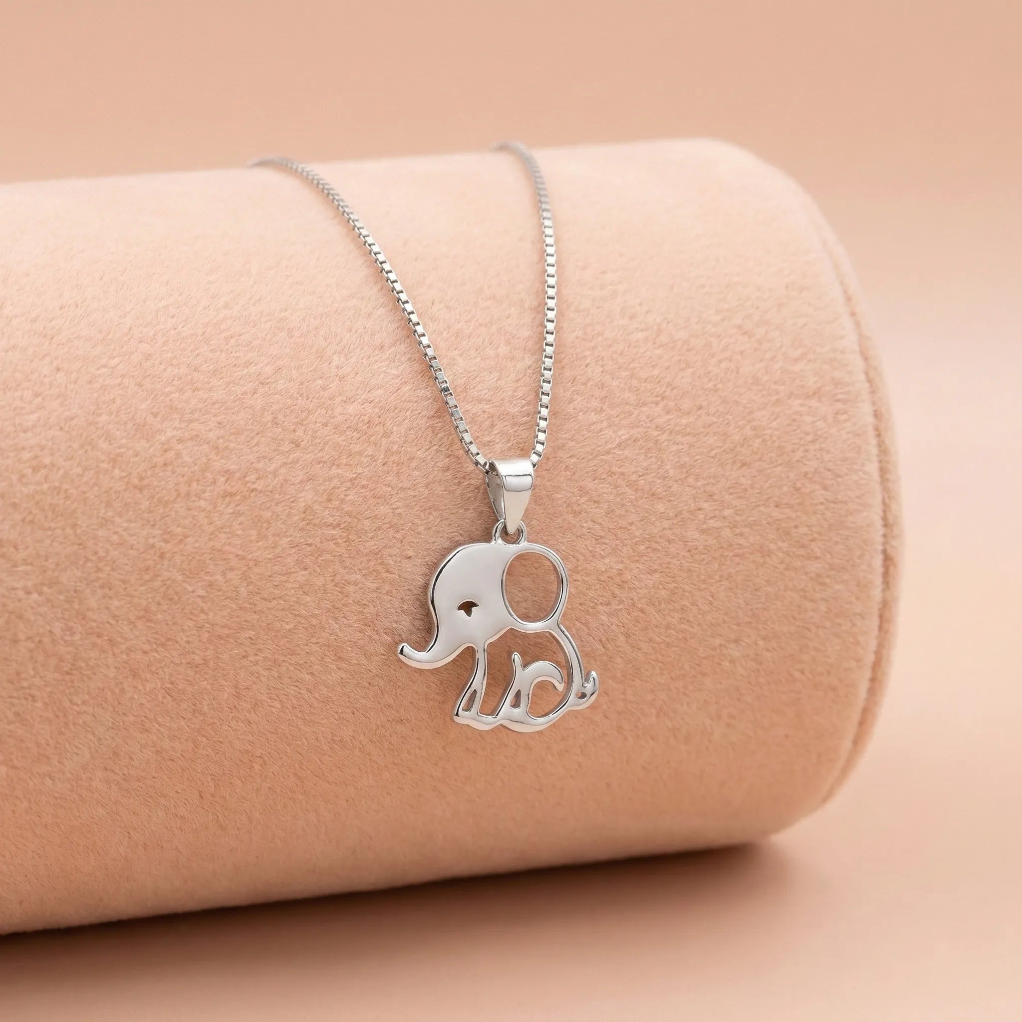 92.5 Silver Cut-Out Elephant Pendant with Chain Ivanah Silver