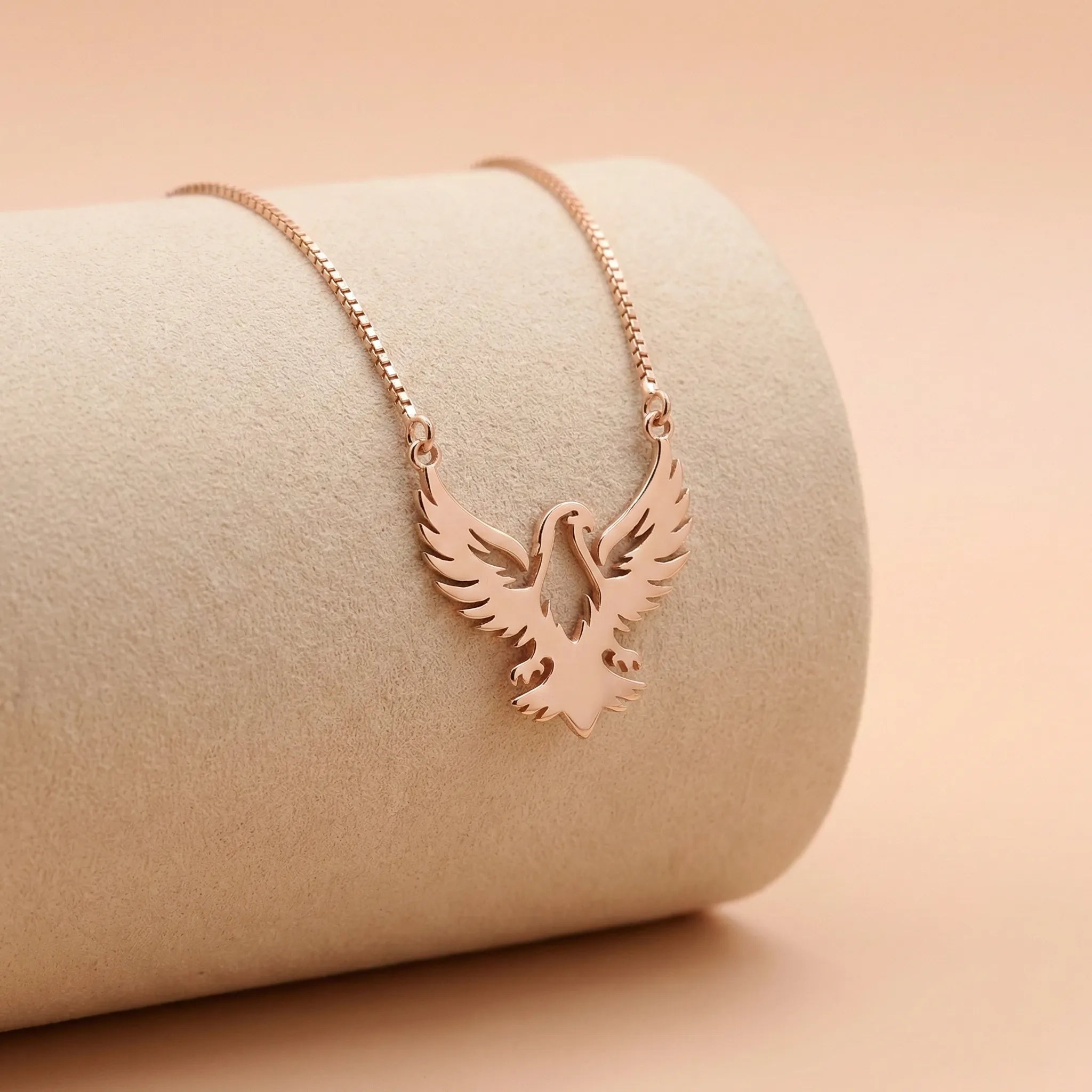92.5 Silver Rose Gold Eagle Chain with Pendant Ivanah Silver