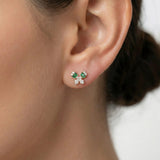 92.5 Rose Gold Silver Petite Green Baguette Butterfly Stud Ivanah Silver