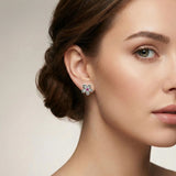 92.5 Silver Crystal Floral Stud with Pink Center Ivanah Silver
