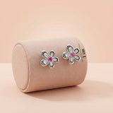92.5 Silver Crystal Floral Stud with Pink Center Ivanah Silver