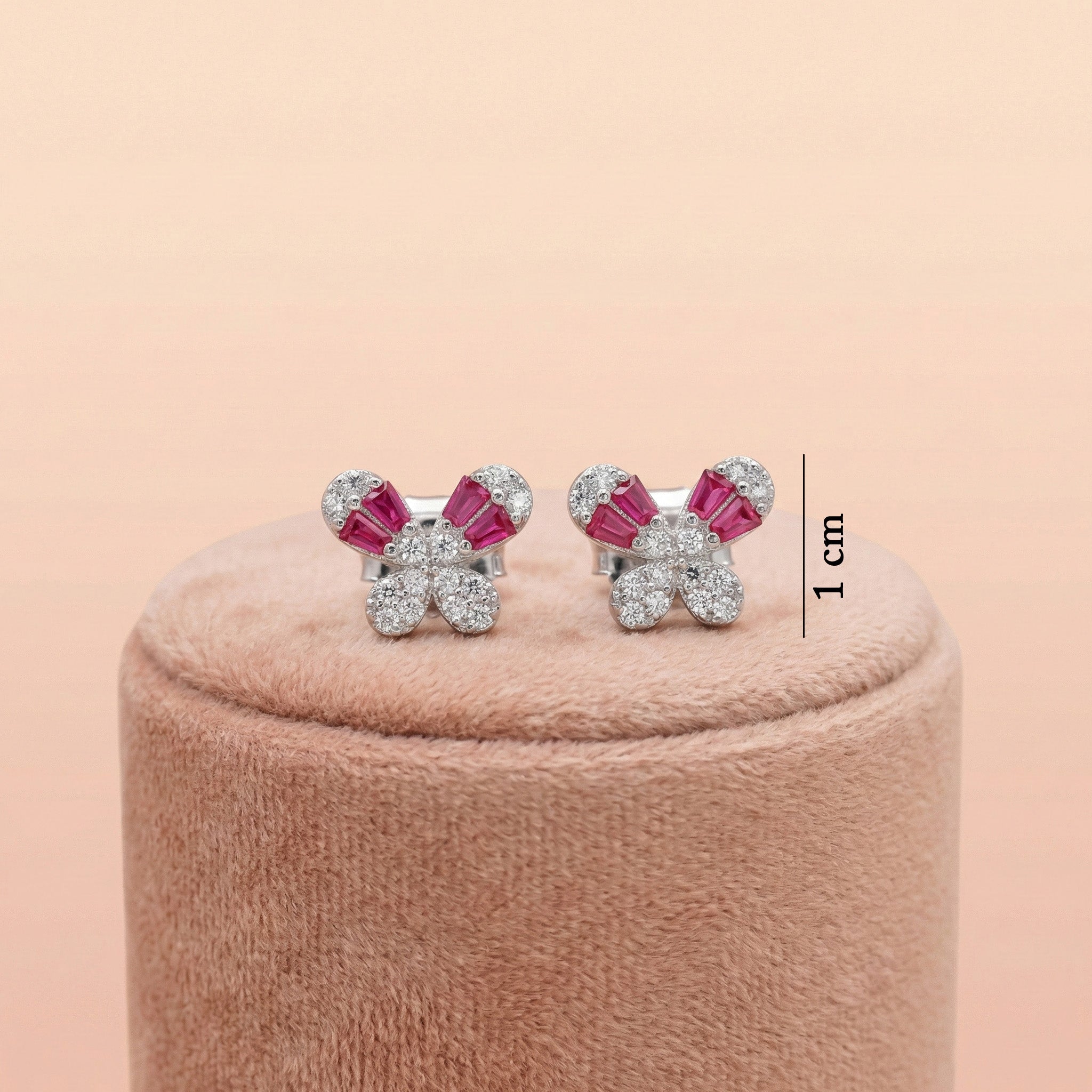 92.5 Rose Gold Silver Pink Baguette Butterfly Stud Ivanah Silver