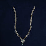 92.5 Silver Gold Plated Necklace with Emerald Green Stone & CZ Diamonds Ivanah Silver