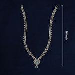 92.5 Silver Gold Plated Necklace with Emerald Green Stone & CZ Diamonds Ivanah Silver
