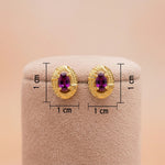Gold-Plated 92.5 Silver Textured Purple Oval Stud Ivanah Silver