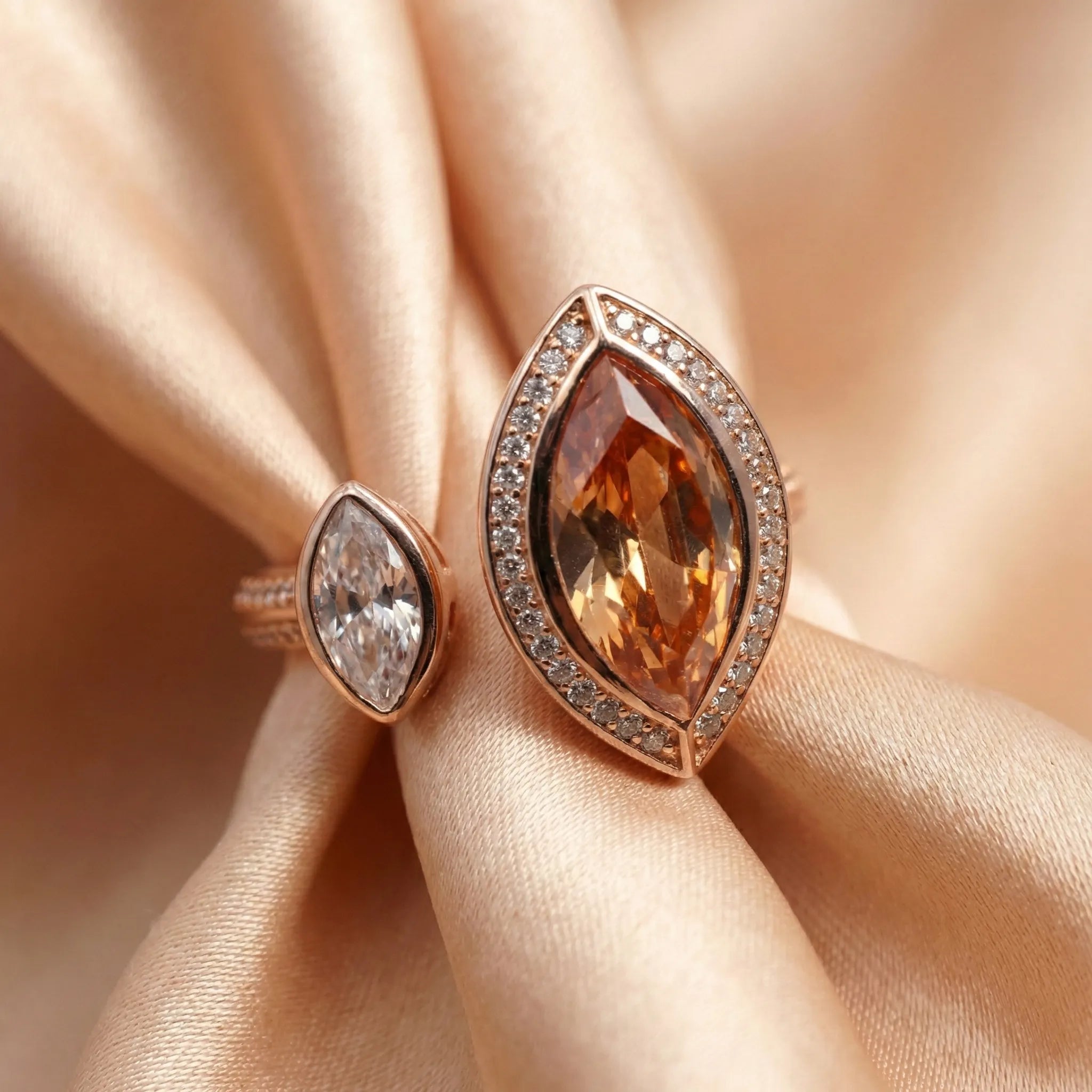 Coquette Style Rose Gold Bow Ring | 92.5 Silver with Baguette & Moonstone Accents Ivanah Silver