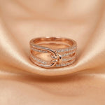 9.25 Silver Rose Gold Pave Love Knot Multi-Band Ring Ivanah Silver
