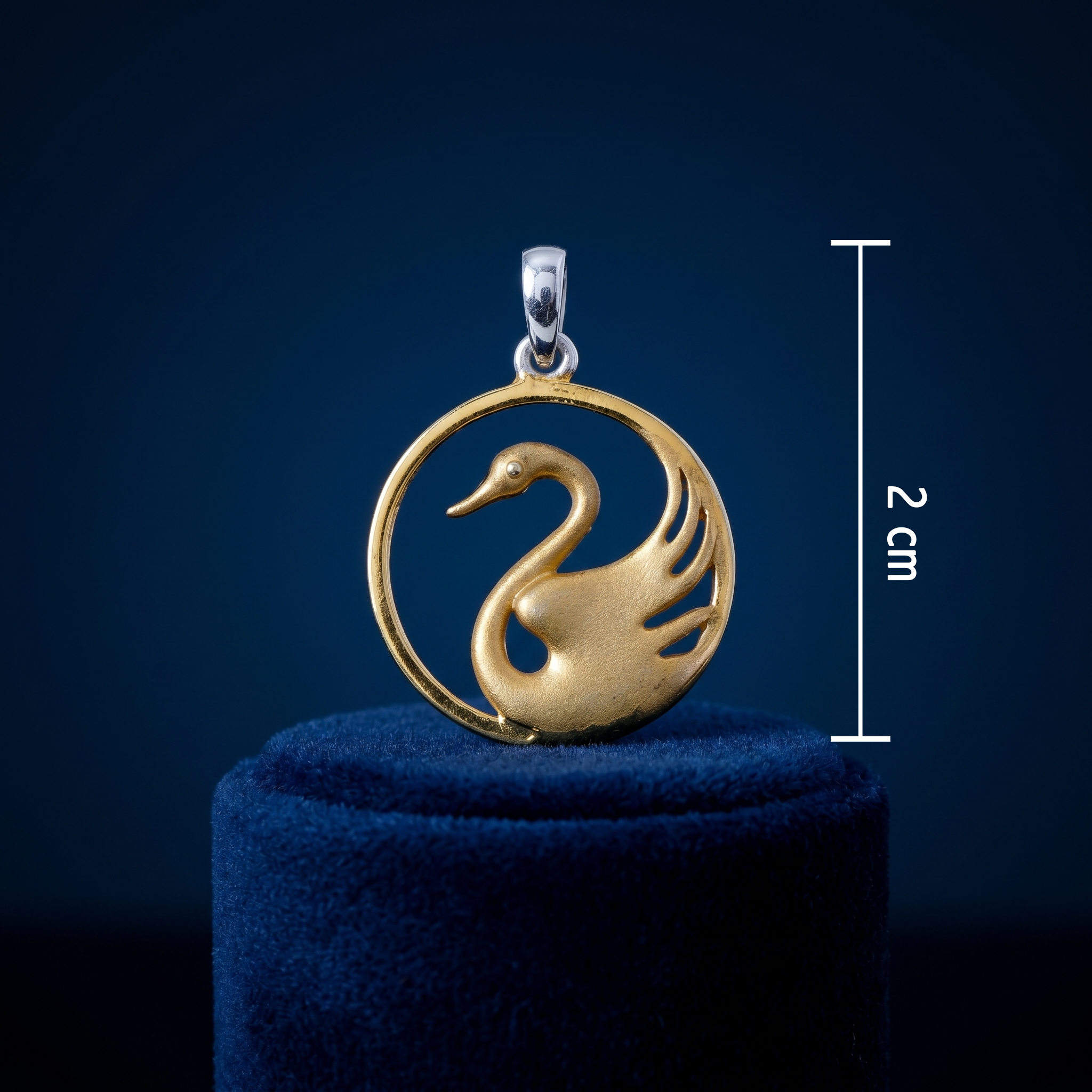 92.5 Silver Dual-Tone Swan Circular Pendant Ivanah Silver