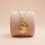 92.5 Sterling Silver Gold Plated Circular Swan Pendant Ivanah Silver