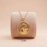 92.5 Sterling Silver Gold Plated Circular Swan Pendant Ivanah Silver