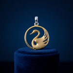 92.5 Silver Dual-Tone Swan Circular Pendant Ivanah Silver