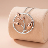 92.5 Sterling Silver & Rose Gold Two-Tone Leaf Circle Pendant Ivanah Silver