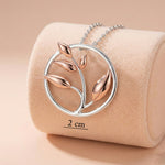 92.5 Sterling Silver & Rose Gold Two-Tone Leaf Circle Pendant Ivanah Silver
