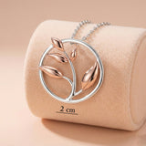 92.5 Sterling Silver & Rose Gold Two-Tone Leaf Circle Pendant Ivanah Silver