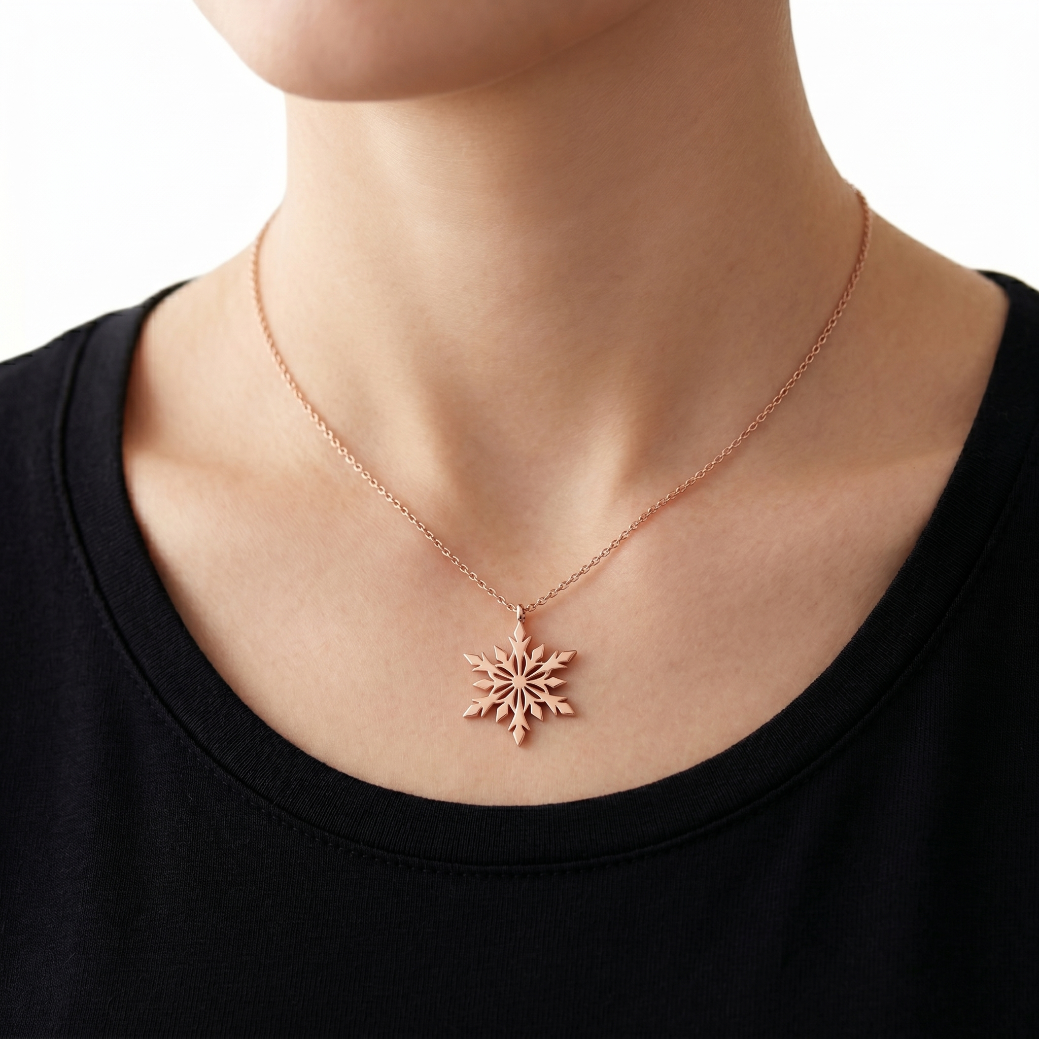 92.5  Silver Rose Gold Plated Snowflake  Pendant Ivanah Silver