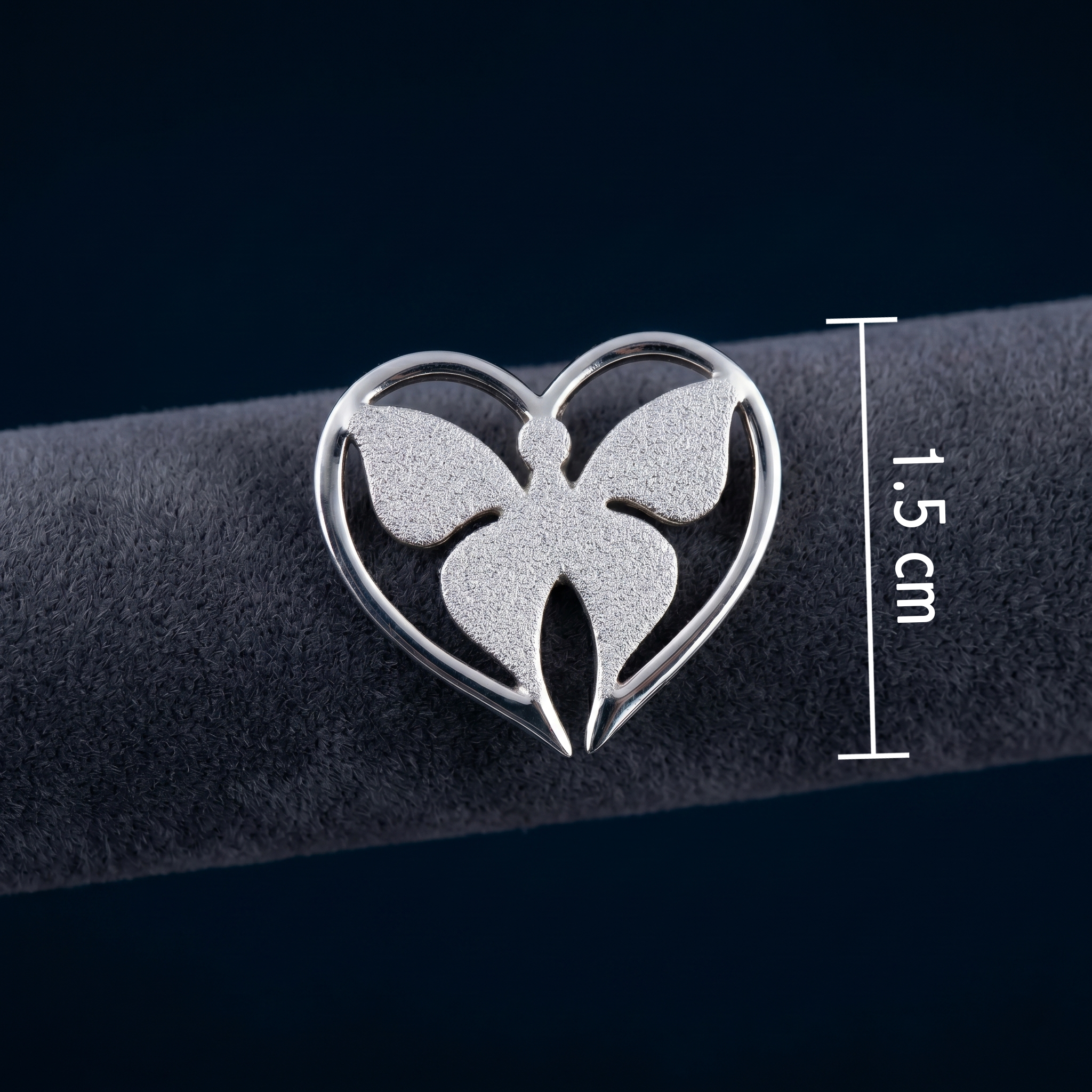 92.5  Silver Matte Butterfly in Heart Frame Pendant Ivanah Silver