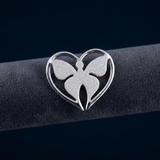 92.5  Silver Matte Butterfly in Heart Frame Pendant Ivanah Silver
