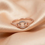 92.5 Silver Rose Gold Plated Dainty Heart and Pave Circle Ring Ivanah Silver