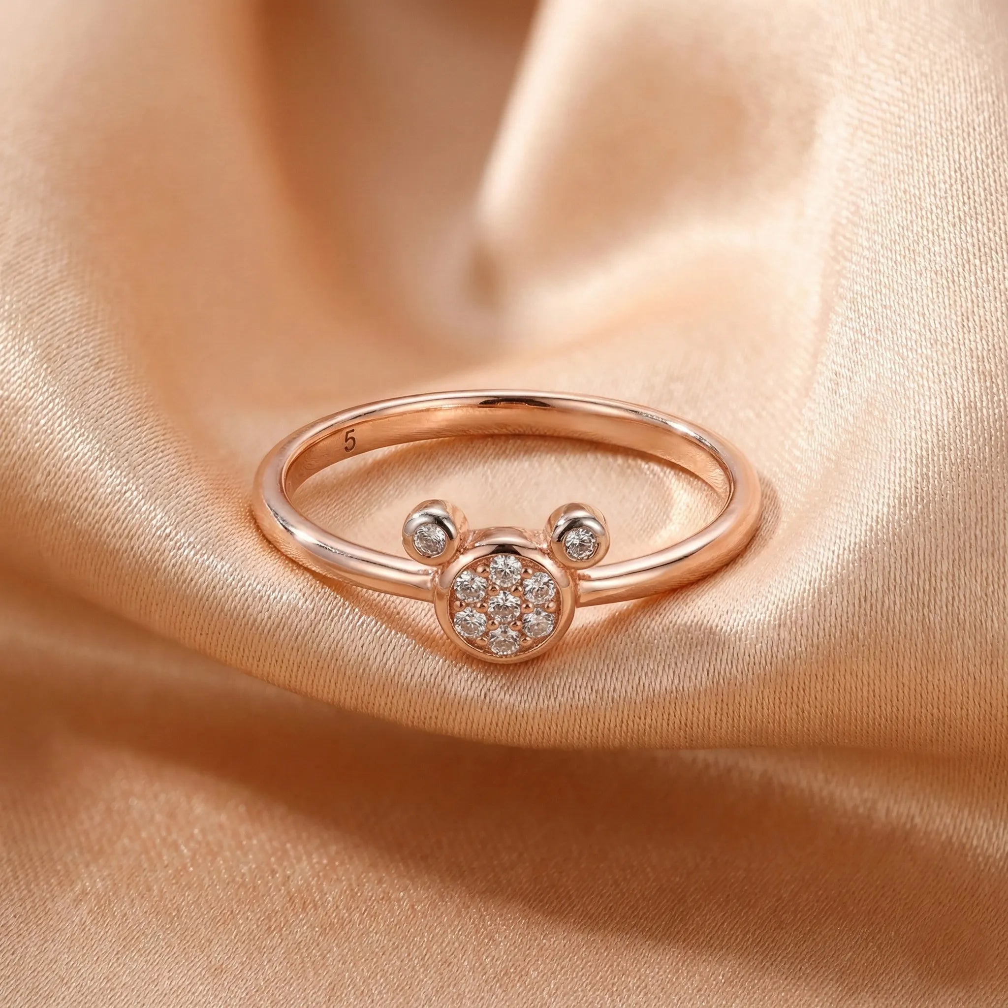 Cubic Zirconia Pave Cartoon Mouse Ring Ivanah Silver