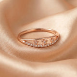92.5 Silver Dainty Rose Gold Pave Double Band Star Ring Ivanah Silver