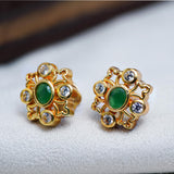 92.5 Silver Gold Plated Floral Studs with Ruby Ivanah Silver