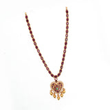92.5 Silver Gold Plated Ruby Kemp Chain with Heart Pendant Necklace Ivanah Silver