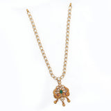 92.5 Silver Gold Plated Floral Ruby & Emerald Stone Necklace Ivanah Silver