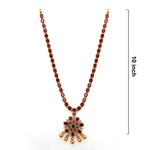 92.5 Silver Gold Plated Ruby Stone Necklace with Floral Pendant Ivanah Silver
