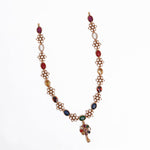 Navaratna Style 92.5 Silver Gold Plated Necklace – Floral CZ Design Ivanah Silver