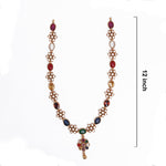 Navaratna Style 92.5 Silver Gold Plated Necklace – Floral CZ Design Ivanah Silver