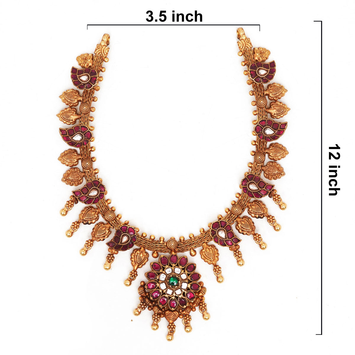 92.5 Silver Antique Gold Plated Traditional Mango Necklace Ivanah Silver