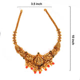 92.5 Silver Gold Plated Lakshmi & Peacock Motif Temple Necklace Ivanah Silver