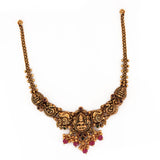 92.5 Silver Antique Gold Plated Gaja Lakshmi Temple Necklace Ivanah Silver