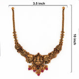 92.5 Silver Antique Gold Plated Gaja Lakshmi Temple Necklace Ivanah Silver
