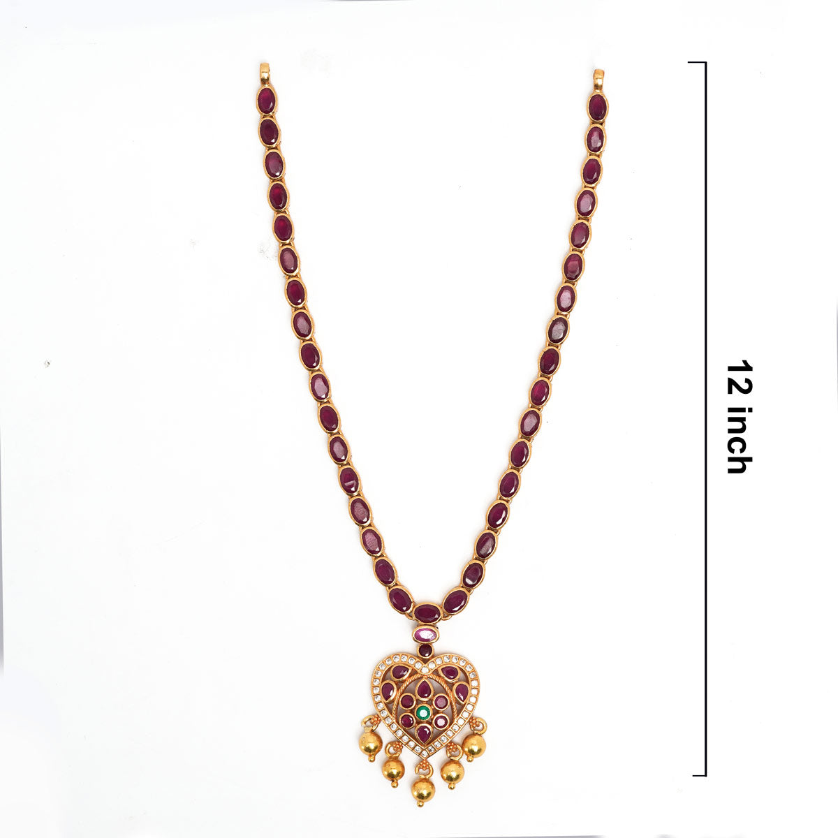 92.5 Silver Gold Plated Ruby Kemp Chain with Heart Pendant Necklace Ivanah Silver