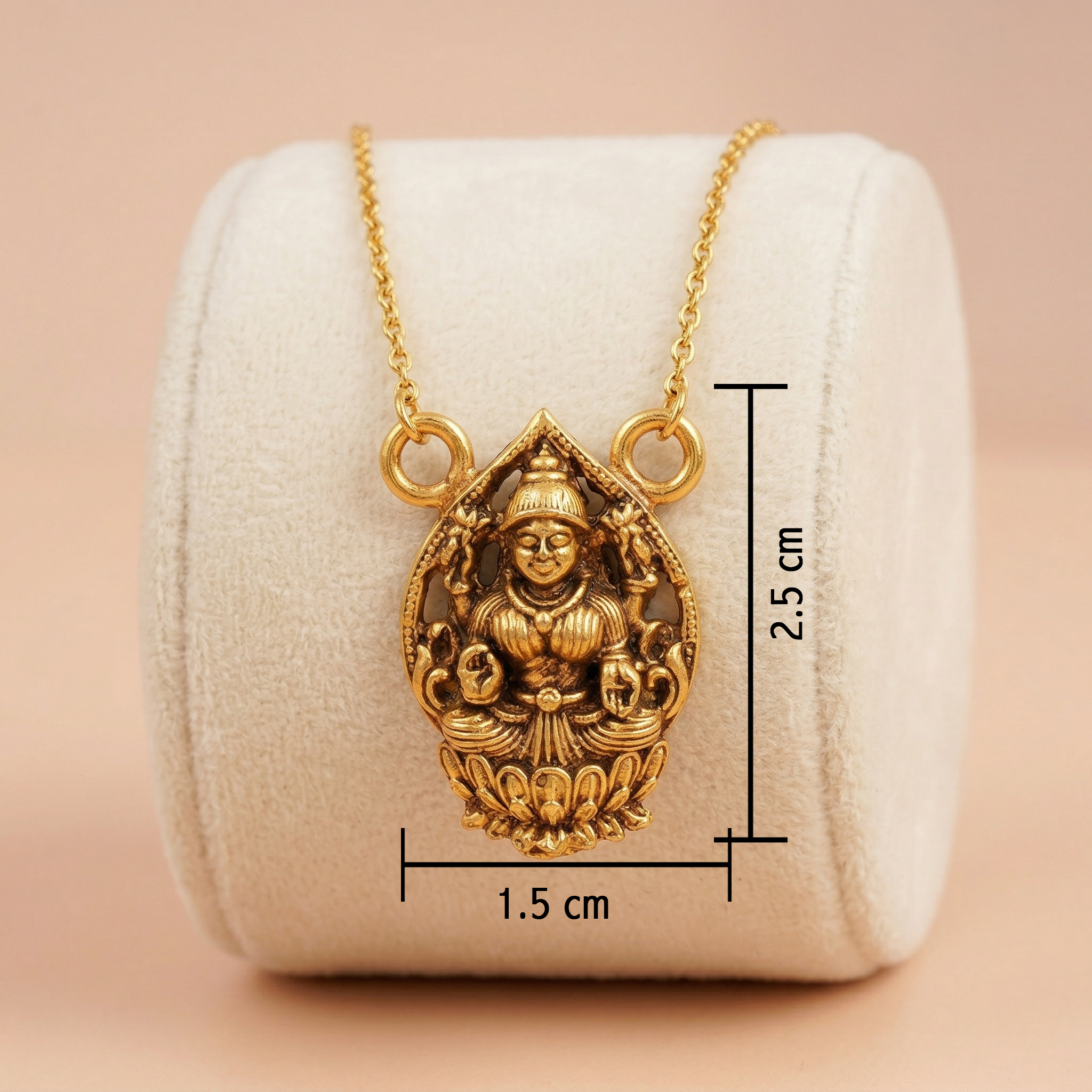 Traditional Antique Gold-Toned Goddess Lakshmi Temple Jewelry Pendant Ivanah Silver
