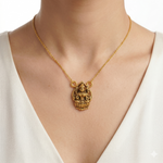 Traditional Antique Gold-Toned Goddess Lakshmi Temple Jewelry Pendant Ivanah Silver